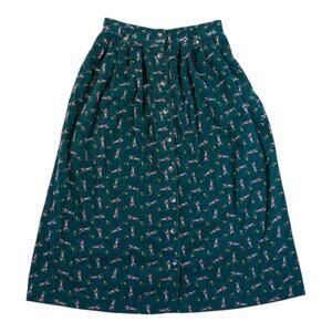 80s bryn connelly equestrian print corduroy skirt made in japan